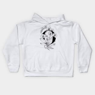 Monogram O with Orchids Line Art Kids Hoodie